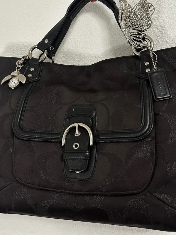 Vtg Y2K Coach Campbell Signature Izzy Fashion Large Black Satchel Purse 26241 - Image 2