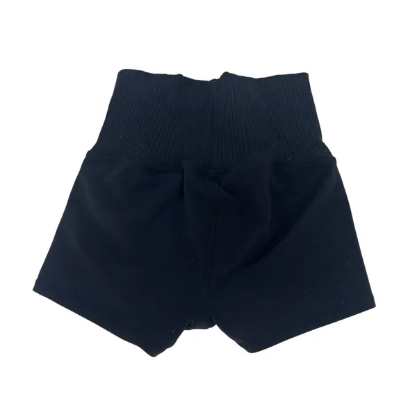 Alo Yoga Goddess Ribbed High-Waist Hot Shorts Black XS 2" Inseam - Image 9