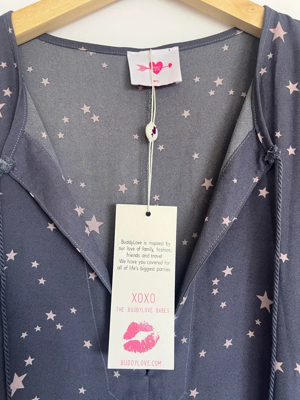 Y2K Buddy Love Gray Star-Print High low Dress - Image 2
