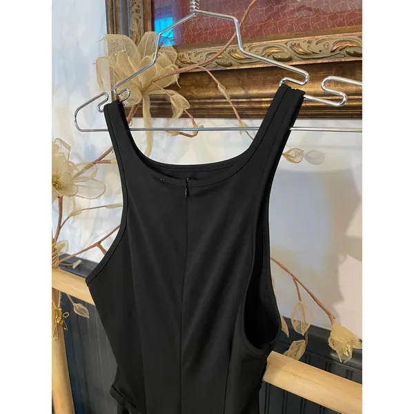 Shane Justin Black Fringe Cutout Bodysuit Runway Catsuit Size M - Image 9