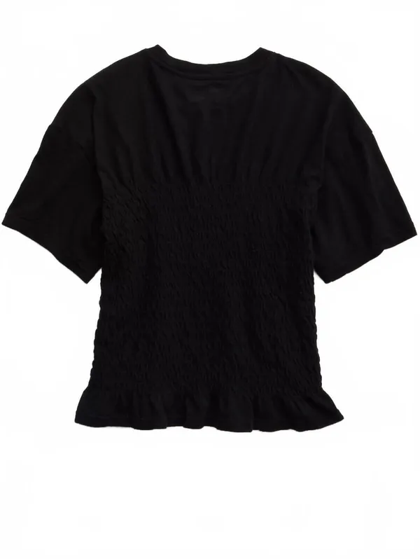 AE Aerie Smocked T-Shirt American Eagle NWT True Black Large - Image 4
