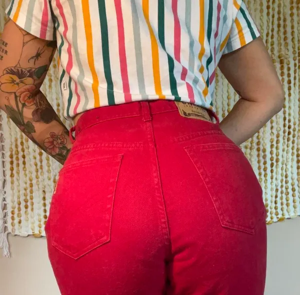Red Vintage GITANO High waisted straight leg jeans (Vintage size 10/ US Size 6/ Waist 28”) - Image 3
