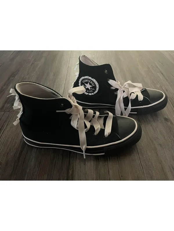 Converse Chuck Taylor All Star Womens Sz 6 Black Pink Ribbon - Image 2