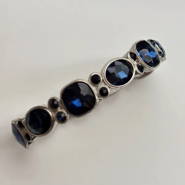 Silver Tone Blue Crystal RhinestoneStretch Bracelet - Image 9