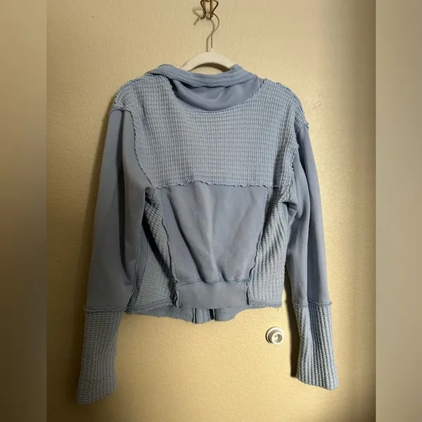 Free People Hazel Cardi Jacket Corsican Sea Blue Size Medium Zip Hoodie Sweater‎ - Image 8