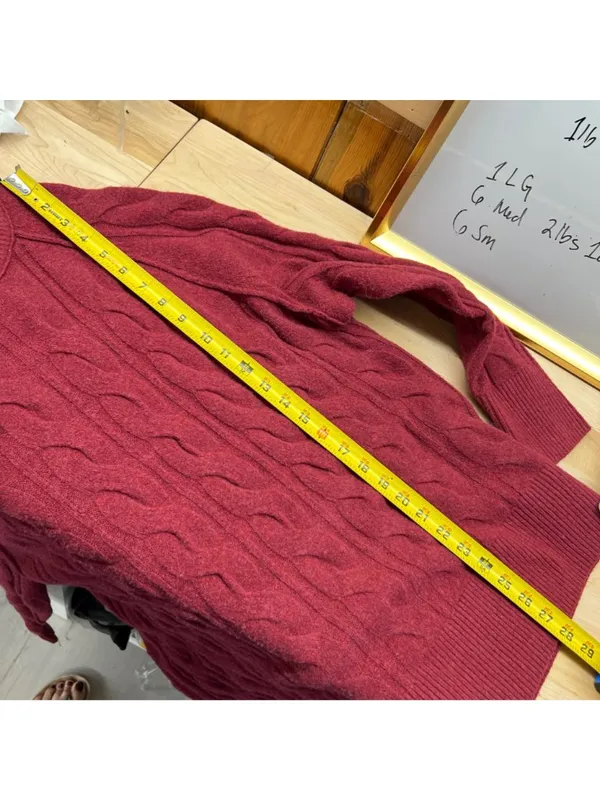 Aerie Burgundy Cable Knit Sweater Size Large NWT Classic Style Oversized Fit - Image 10