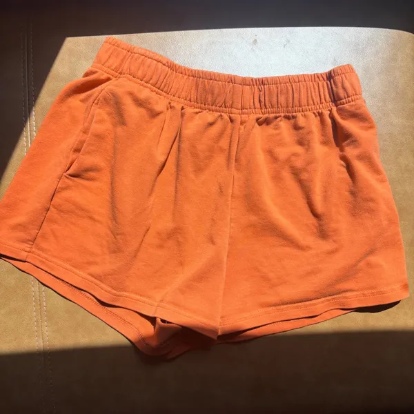 SHEIN Orange French Terry Elastic Waist Lounge Shorts with Pockets Small - Image 4