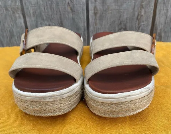 MIA Two Strap Tan Espadrille Platform Sandal Size 9.5 - Image 7