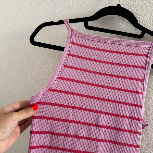 Free People Ribbed Mia Stripe Tank Top in Orchid Combo Size XS - Image 3
