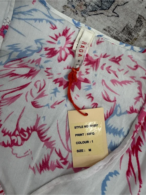 Anthropologie RAGA White Romper with Pink and Light Blue Floral Print - Image 8
