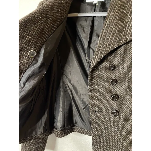 EUC Calvin Klein Brown Tweed double breasted Suit Jacket‎ Sz 6 - Image 6