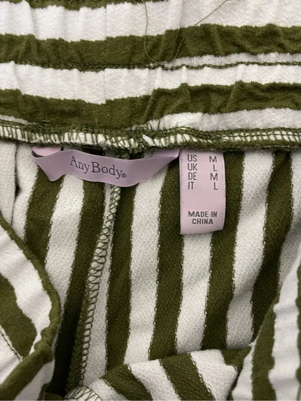 AnyBody Olive Green & White Vertical Stripe Straight Leg Pants - Image 4