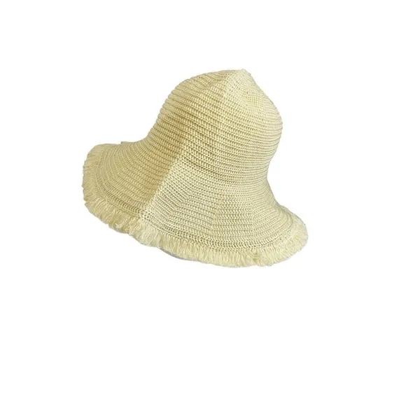 Straw Hat Womens OS Frayed‎ Edge Beach Vacation Tan Packable - Image 2
