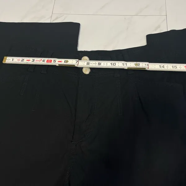 Anthropologie High Waisted Black Double Button Linen Viscose Fit & Flare Sz 28 - Image 8