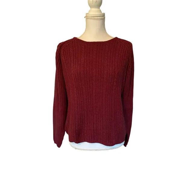 Vintage St Johns Bay Sweater Womens L Used Red Knit - Image 4