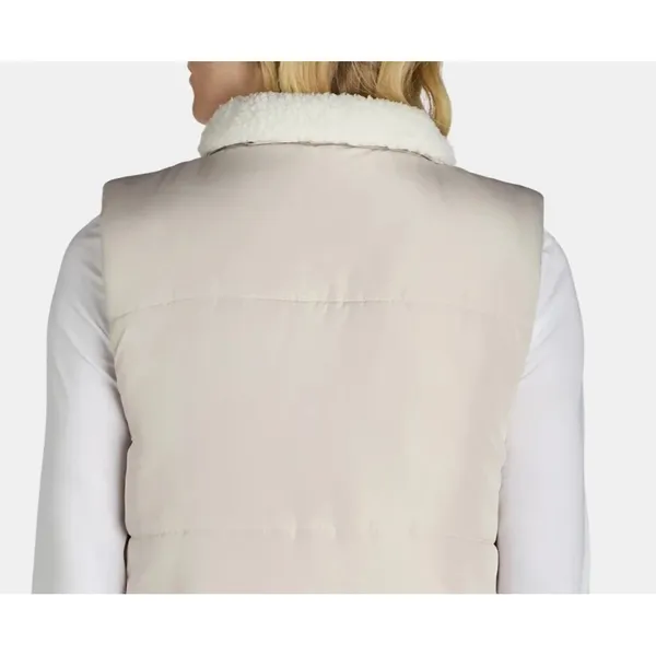 No Boundaries Womens Reversible Puffer Sherpa Vest Size XL Stone Tile Zip Pocket - Image 7