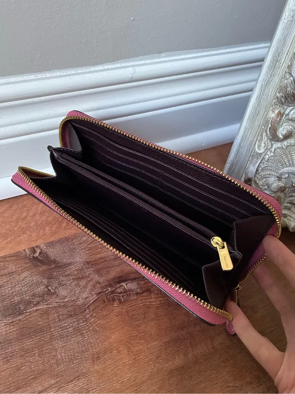 Coach Metallic Crossgrain Leather Zip-Around Long Wallet F21068 - Image 11
