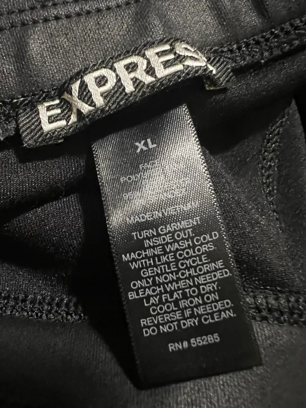 Express Black Faux Leather Low Rise Leggings - Image 4