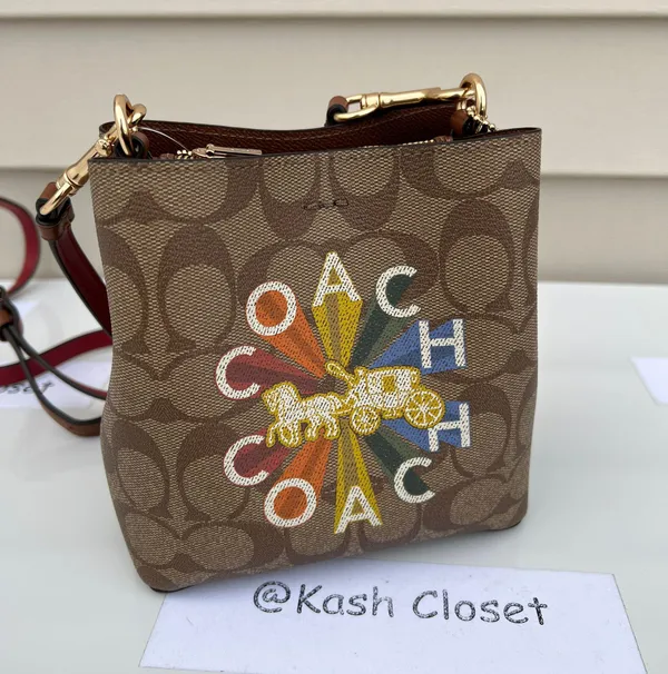 Coach Mini Town Bucket Bag In Signature Canvas -Rainbow - Image 3