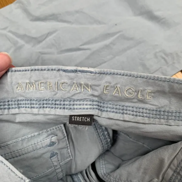 American‎ Eagle Baggy Jogger Cargo Pants Women 0 Blue Gray Stretch Wide Leg Y2K - Image 7