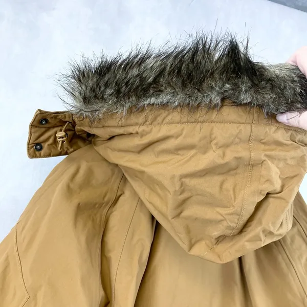Eddie Bauer Womens‎ Goose Down Parka 2X Camel Brown Hooded Outdoor Cozy Winter - Image 5
