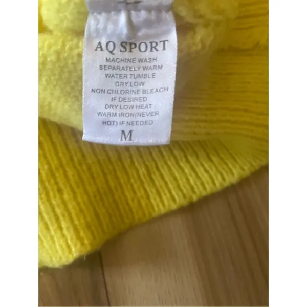 AQ-SPORT Women’s Knit Hoodie Sweater Yellow Size M - Image 3