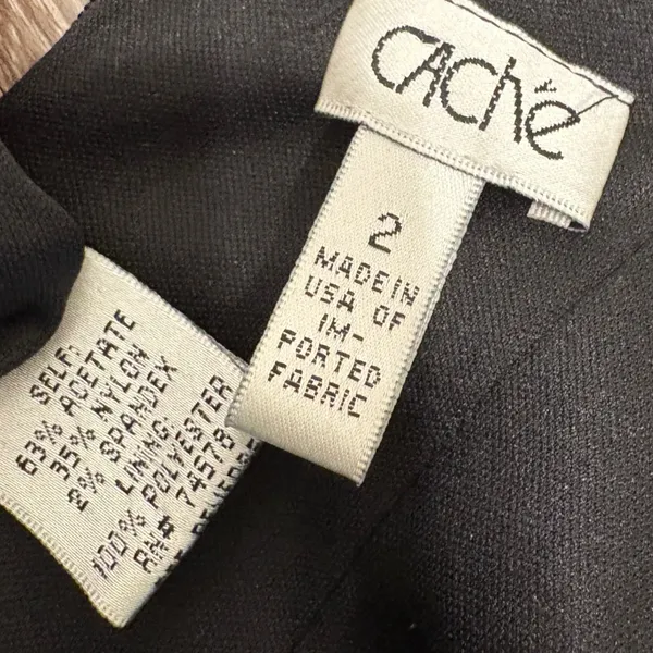 VTG Y2K Cache Black Satin Halter Ruched Bodycon Cocktail Wiggle Dress Pinup Sz 2 - Image 7