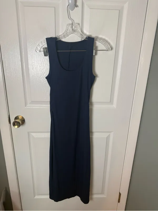 Vuori Pose Scoop Neck Midi Dress in Blue Coast XS - Image 2