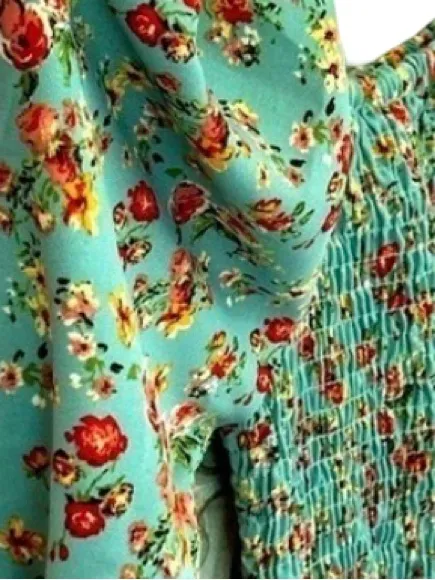 Timing Floral Ruched Smocked Bodycon square neck mini Dress M NWT cottagecore - Image 6
