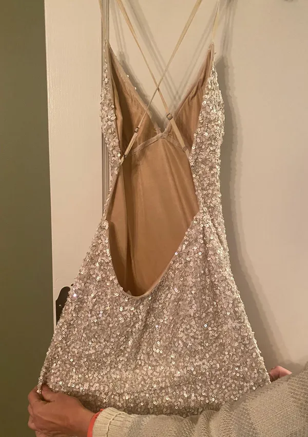 Scala Silver Sequins Prom Dress - Image 2