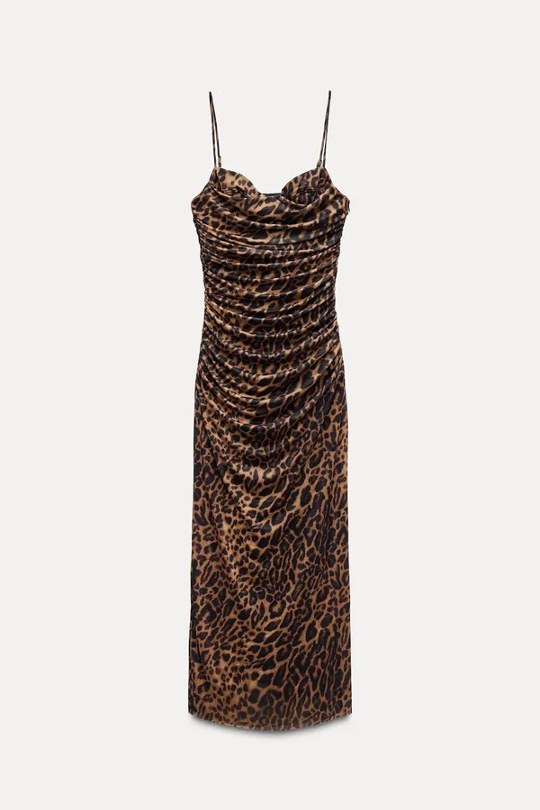 Zara Maxi Dress Mesh Cheetah Animal Print Leopard Bodycon Fitted - Image 24