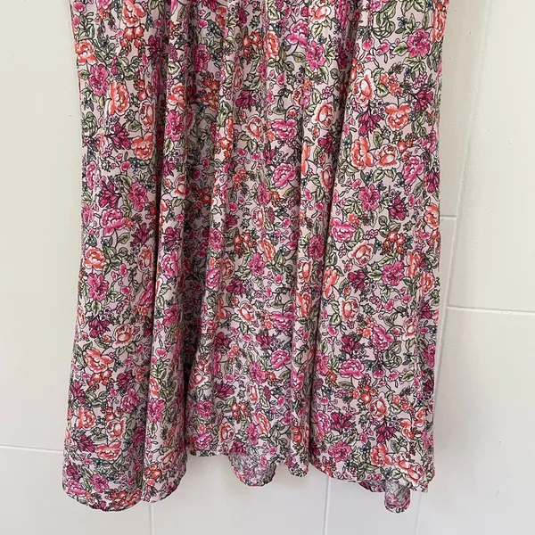 Old Navy Short Sleeve Fit & Flare Dress Sweetheart Neck Pink Ditzy Floral ~ Sz M - Image 9