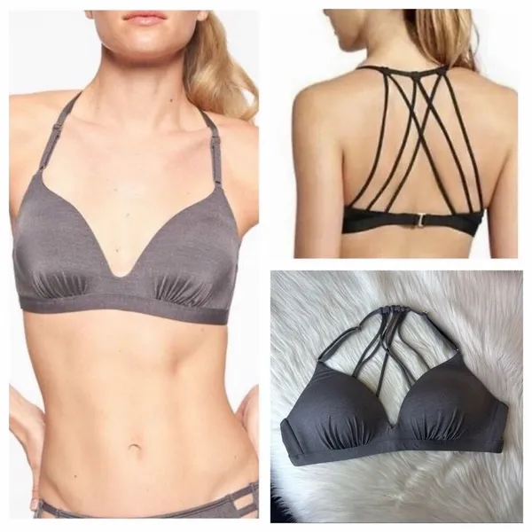 Athleta Aqualuxe Padded Bikini Top Gray Size Medium - Image 2