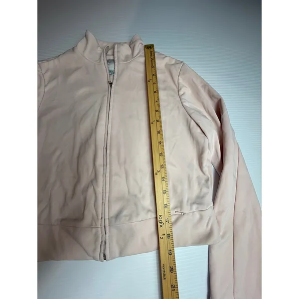 Nike Women's Full Zip Crop‎ Jacket Blush Pink Mock Neck Pullover Size Medium - Image 4