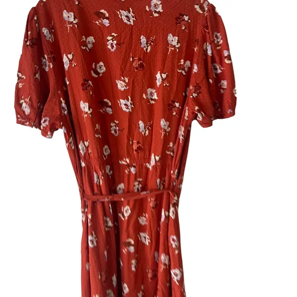 Universal Threads NWT Women's Plus Size‎ XXL Orange Floral Full Button Dress - Image 7