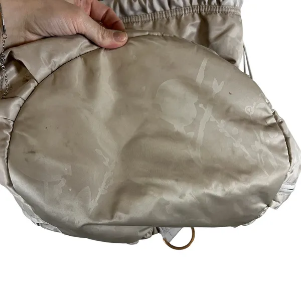 Lululemon Floral Drawstring Gym Tote Bag Taupe Champagne Rose Gold Logo *FLAWED* - Image 8