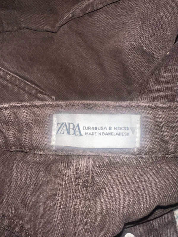 ZARA Denim Shorts High-Rise Brown 8 - Image 3