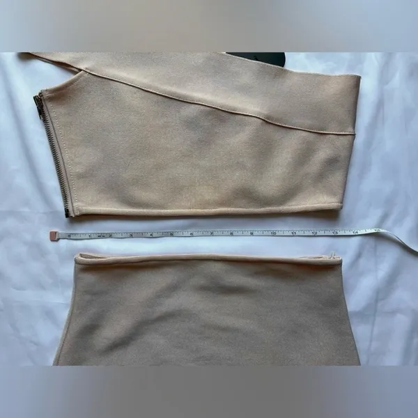 Boutique Blush Pink Ribbed Pearl Co Ord Set Large - Image 11