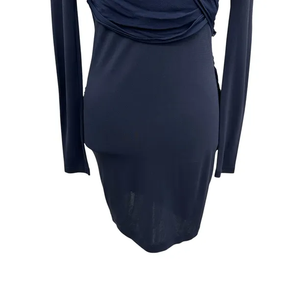 Alice + Olivia x‎ Scoop Goddess Dress Bodycon Ruched Mesh Navy Blue Size XS 0 - Image 3