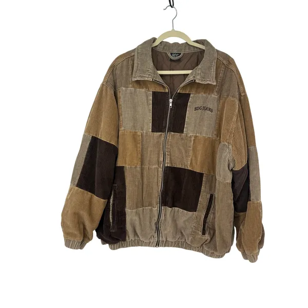 Urban Outfitters BDG Patchwork Corduroy Harrington Jacket Brown Colorblock L - Image 3