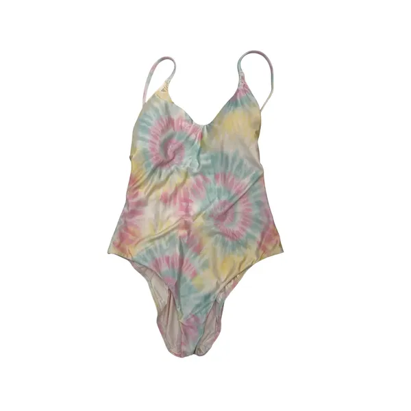 PilyQ Aphrodite Tie Dye Strappy Open Back One Piece Swimsuit Pastel Size Large - Image 3