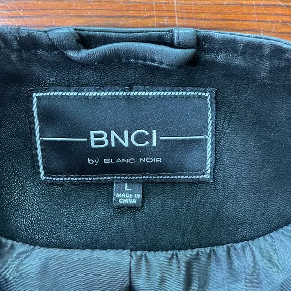 Blanc Noir BNCI Faux Leather Asymmetrical Zip Sleeve Moto Jacket Sz L 💚🎀 - Image 9