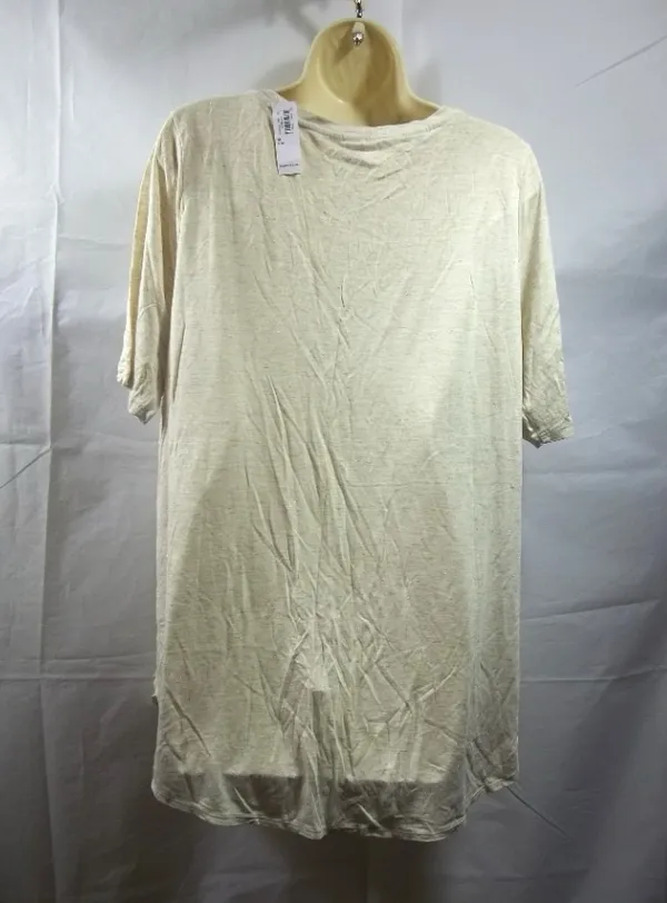 Old Navy Luxe Womens Shirt Top Plus Size 1X Short Sleeve V-Neck Sparkle Beige Gold NWT - Image 2