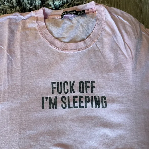 💖Nasty Gal F*^k Off Light Pink Oversized Sleep Tee - Image 6