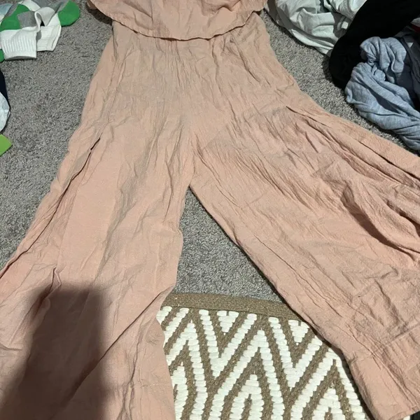 Selfie Leslie STRAPLESS WIDE LEG‎ JUMPSUIT NUDE PINK Small - Image 6