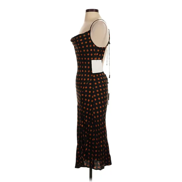 NWT For Love & Lemons Black Rust Polka Dot Open Back Slip Midi Dress XS - Image 3