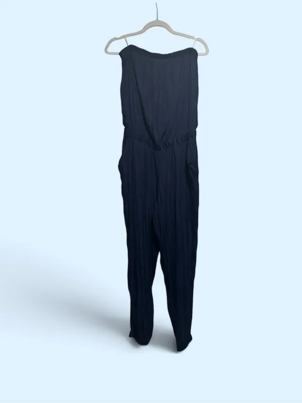 Lilly Pulitzer Emiko Strapless Jumpsuit True Navy Satin Size Medium - Image 2