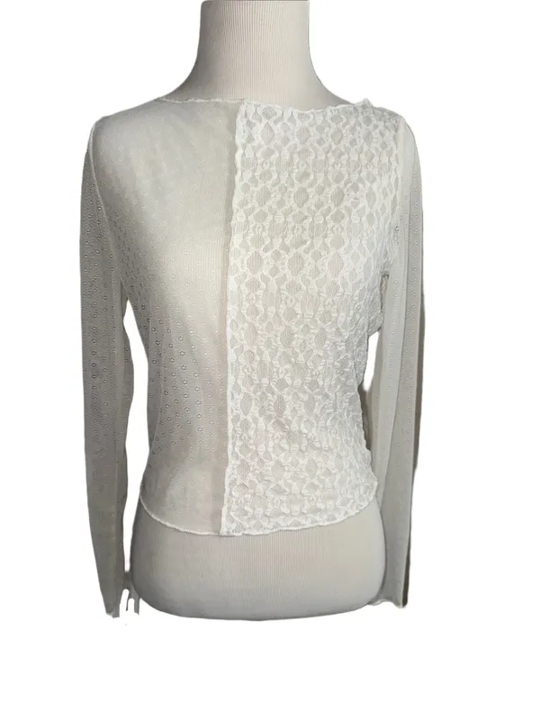 Self Esteem White Mesh Long Sleeve Top - Image 5