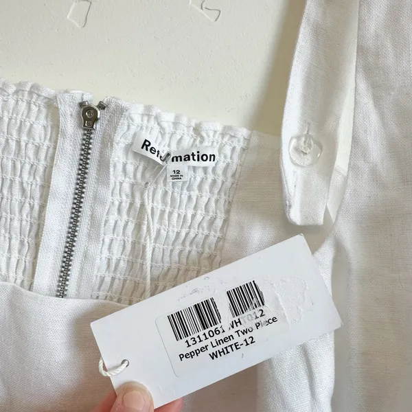 Reformation | NWT Pepper‎ 100% Linen Cropped Tank Top in White - Image 6