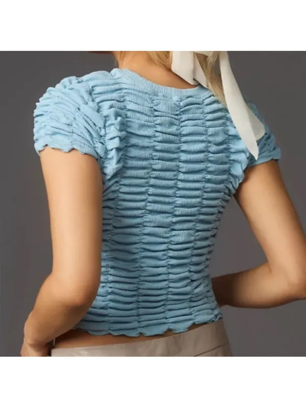 NWT Anthropologie Ruched Baby Doll Top Blue Size XL - Image 3